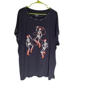 Torrid Cowboy Skeleton Tee. Size 3x, Charcoal Grey.